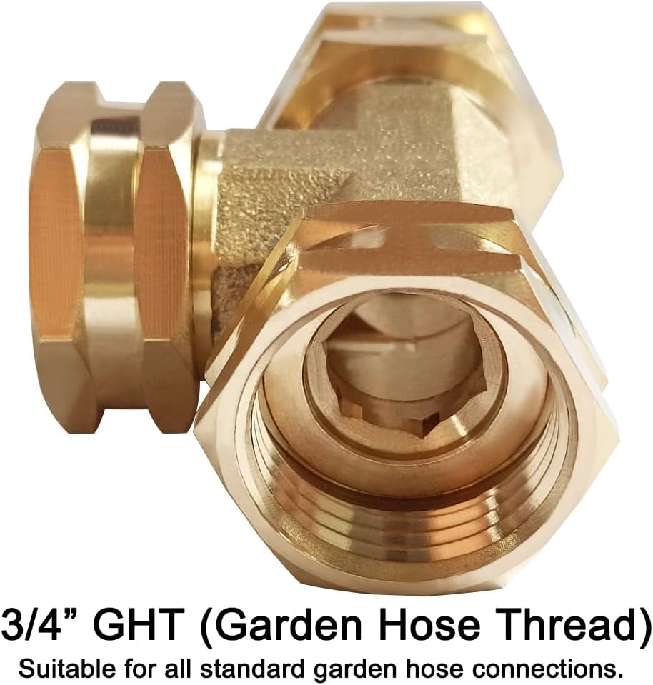 2 Pack Brass 3/4" GHT Garden Hose Splitter Swivel Connector