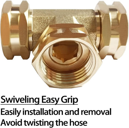 2 Pack Brass 3/4" GHT Garden Hose Splitter Swivel Connector
