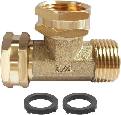 2 Pack Brass 3/4" GHT Garden Hose Splitter Swivel Connector