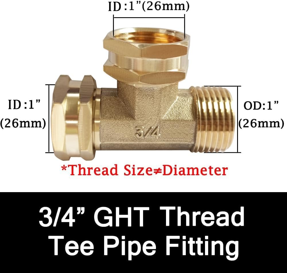 2 Pack Brass 3/4" GHT Garden Hose Splitter Swivel Connector