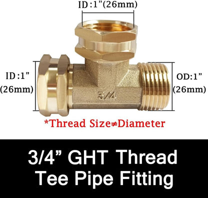 2 Pack Brass 3/4" GHT Garden Hose Splitter Swivel Connector