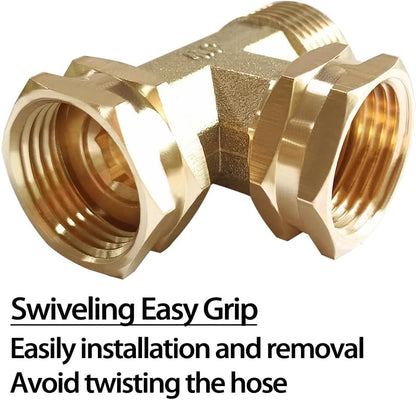 2 Pack Brass 3/4" GHT Garden Hose Splitter Swivel Connector