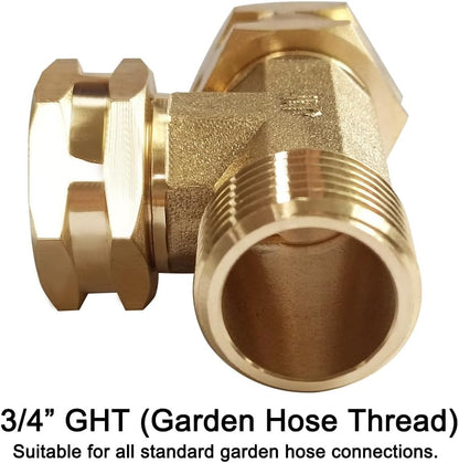 2 Pack Brass 3/4" GHT Garden Hose Splitter Swivel Connector