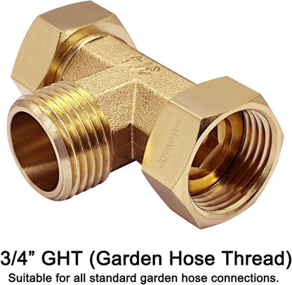 2 Pack Brass 3/4" GHT Garden Hose Splitter Swivel Connector