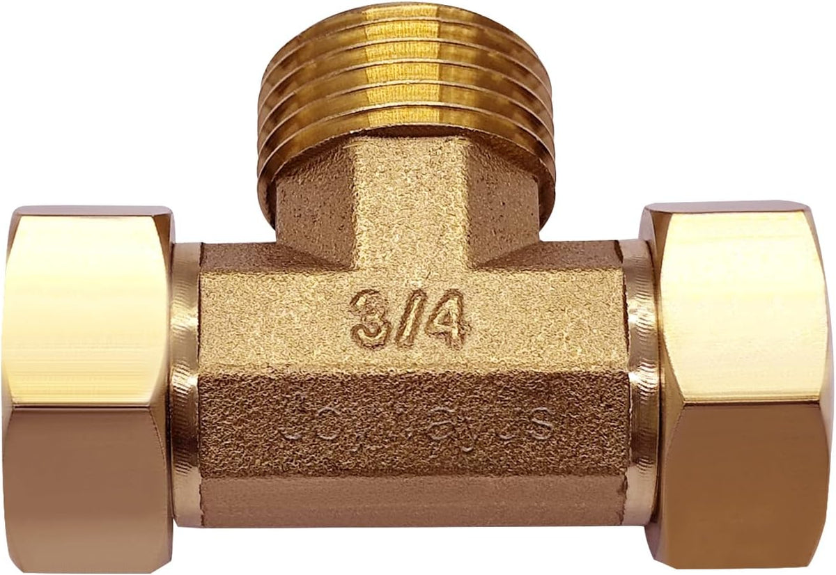 2 Pack Brass 3/4" GHT Garden Hose Splitter Swivel Connector