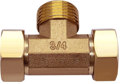 2 Pack Brass 3/4" GHT Garden Hose Splitter Swivel Connector