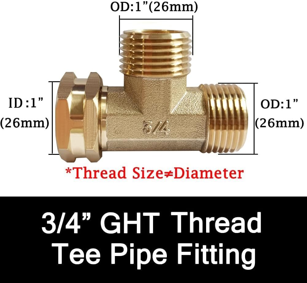 2 Pack Brass 3/4" GHT Garden Hose Splitter Swivel Connector