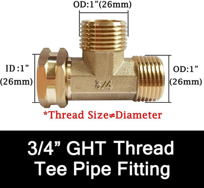 2 Pack Brass 3/4" GHT Garden Hose Splitter Swivel Connector