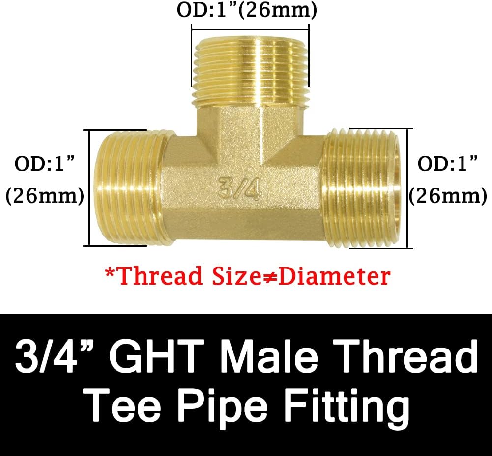 2 Pack Brass 3/4" GHT Garden Hose Splitter Swivel Connector