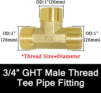 2 Pack Brass 3/4" GHT Garden Hose Splitter Swivel Connector