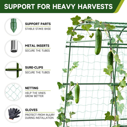Garden Arch Trellis for Climbing Plants, 6.3ft Tall, Green