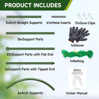 Garden Arch Trellis for Climbing Plants, 6.3ft Tall, Green