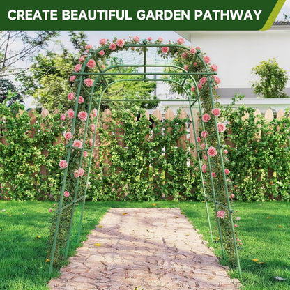 Garden Arch Trellis for Climbing Plants, 6.3ft Tall, Green