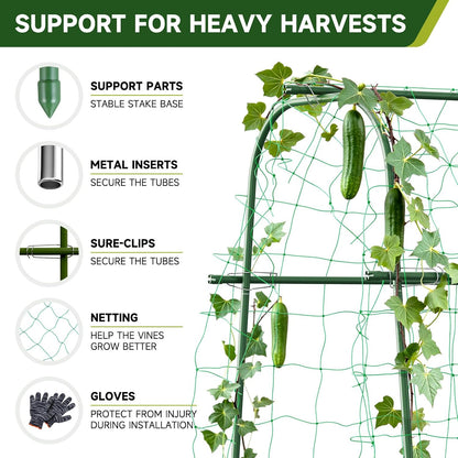 Garden Arch Trellis for Climbing Plants, 6.3ft Tall, Green