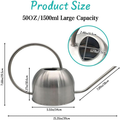 50 oz/1500 ml Stainless Steel Watering Can with Long Spout