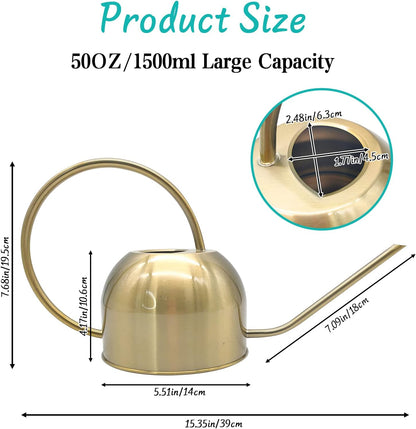 50 oz/1500 ml Stainless Steel Watering Can with Long Spout