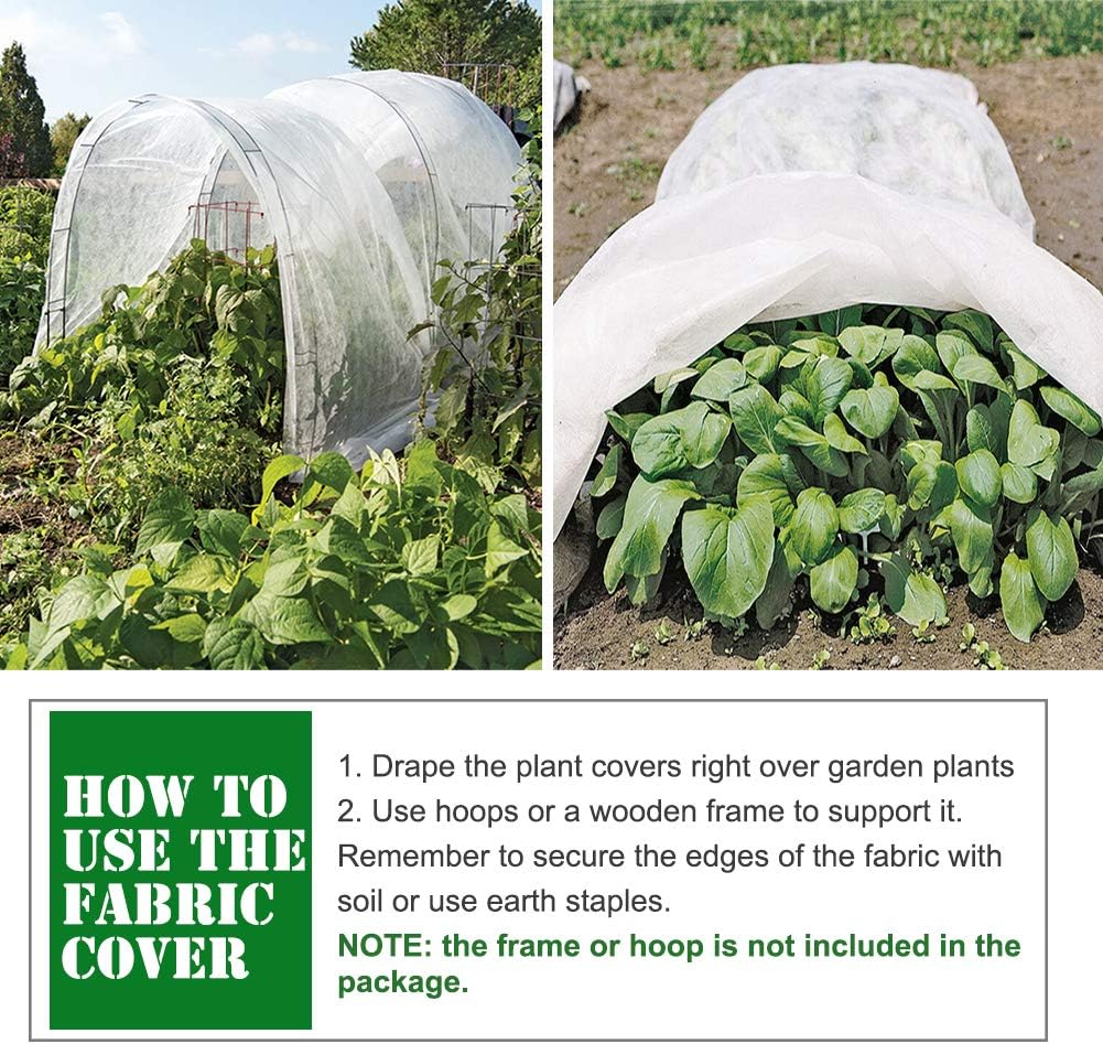Plant Covers Freeze Protection 10 ft x 10 ft Floating Row Cover 1.5 oz/yd² Garden Fabric Plant Cover for Winter Frost/Sun Pest Protection (10FT X 10FT)