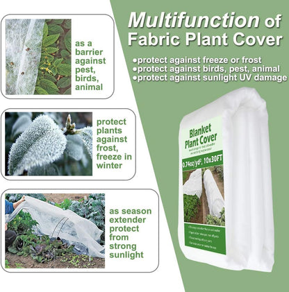 Plant Covers Freeze Protection 10 ft x 10 ft Floating Row Cover 1.5 oz/yd² Garden Fabric Plant Cover for Winter Frost/Sun Pest Protection (10FT X 10FT)