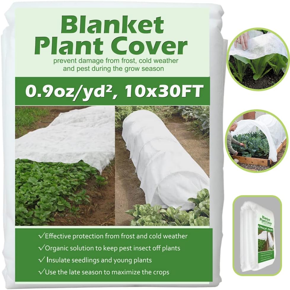 Plant Covers Freeze Protection 10 ft x 10 ft Floating Row Cover 1.5 oz/yd² Garden Fabric Plant Cover for Winter Frost/Sun Pest Protection (10FT X 10FT)
