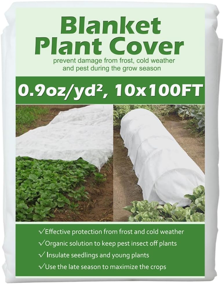 Plant Covers Freeze Protection 10 ft x 10 ft Floating Row Cover 1.5 oz/yd² Garden Fabric Plant Cover for Winter Frost/Sun Pest Protection (10FT X 10FT)