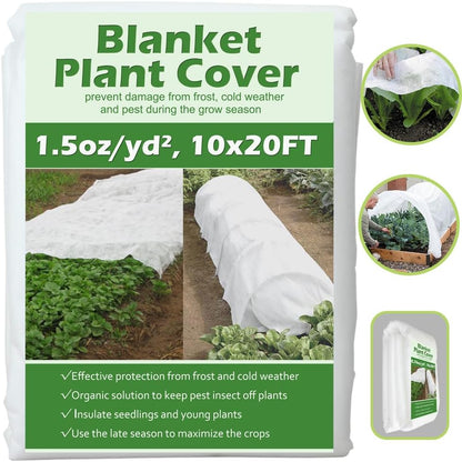 Plant Covers Freeze Protection 10 ft x 10 ft Floating Row Cover 1.5 oz/yd² Garden Fabric Plant Cover for Winter Frost/Sun Pest Protection (10FT X 10FT)