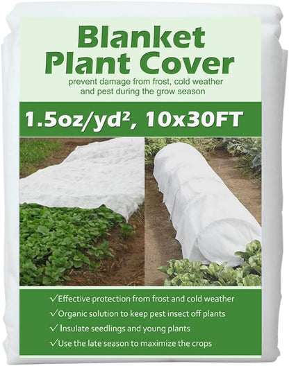 Plant Covers Freeze Protection 10 ft x 10 ft Floating Row Cover 1.5 oz/yd² Garden Fabric Plant Cover for Winter Frost/Sun Pest Protection (10FT X 10FT)