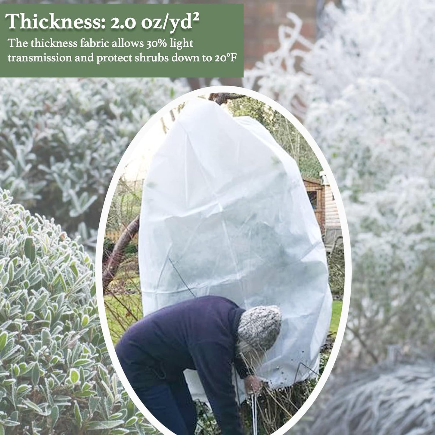 Plant Covers Freeze Protection 10 ft x 10 ft Floating Row Cover 1.5 oz/yd² Garden Fabric Plant Cover for Winter Frost/Sun Pest Protection (10FT X 10FT)