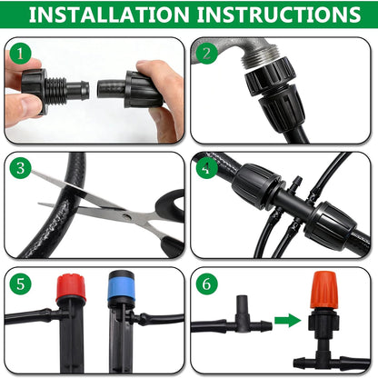 135PCS 240FT Drip Irrigation System Set, Automatic Drip Irrigation Kit for Greenhouse, Yard, Lawn, Plant, with 1/2 inch Hose, 1/4 inch Distribution Tubing and Accessories