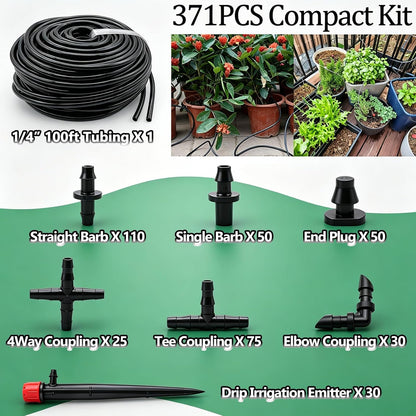 135PCS 240FT Drip Irrigation System Set, Automatic Drip Irrigation Kit for Greenhouse, Yard, Lawn, Plant, with 1/2 inch Hose, 1/4 inch Distribution Tubing and Accessories