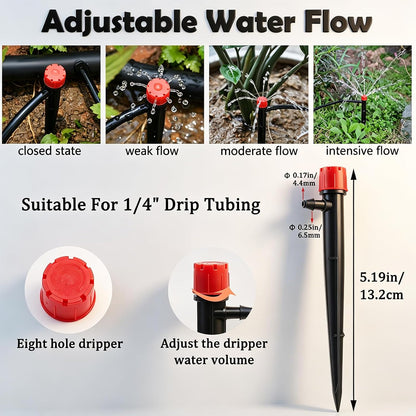 135PCS 240FT Drip Irrigation System Set, Automatic Drip Irrigation Kit for Greenhouse, Yard, Lawn, Plant, with 1/2 inch Hose, 1/4 inch Distribution Tubing and Accessories