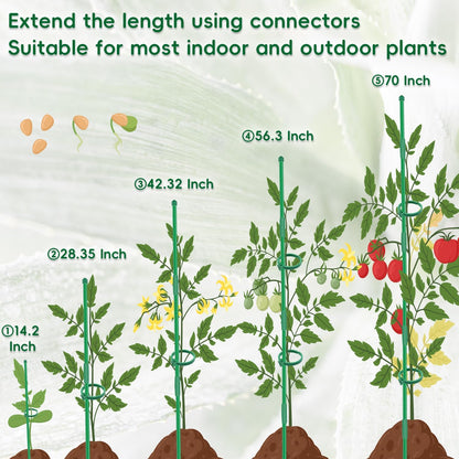 Plant Stakes 14.2Inch, 16Pcs Garden Stakes with Clips for Indoor Outdoor Plants, Adjustable Length Plant Support Stakes, Orchid Stick, Tomato Beans Vegetable Stakes for Garden