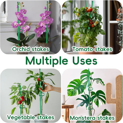 Plant Stakes 14.2Inch, 16Pcs Garden Stakes with Clips for Indoor Outdoor Plants, Adjustable Length Plant Support Stakes, Orchid Stick, Tomato Beans Vegetable Stakes for Garden