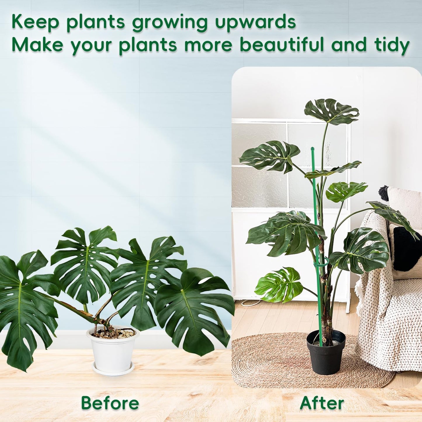 Plant Stakes 14.2Inch, 16Pcs Garden Stakes with Clips for Indoor Outdoor Plants, Adjustable Length Plant Support Stakes, Orchid Stick, Tomato Beans Vegetable Stakes for Garden