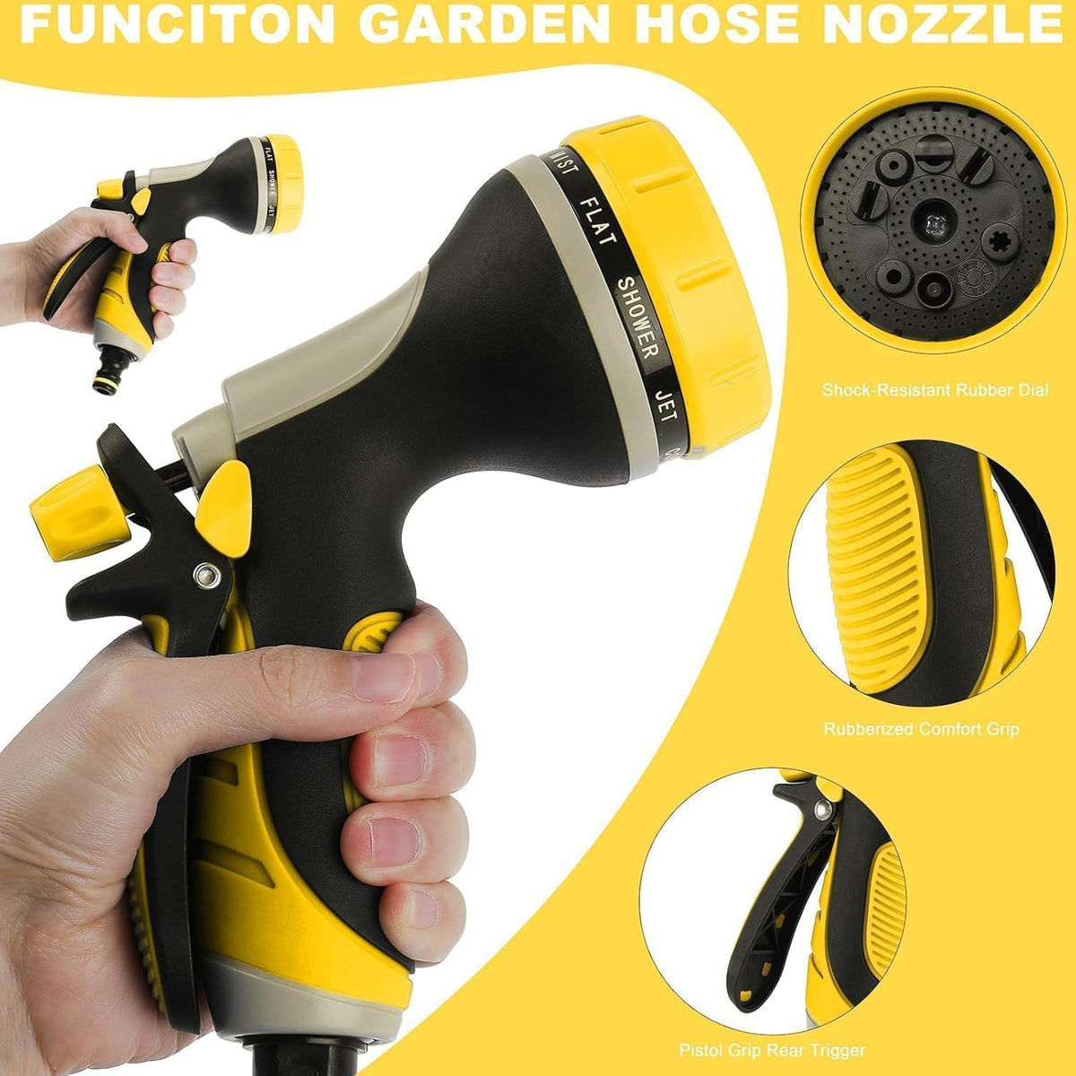 Garden Hose Nozzles with 10 Spray Patterns Sprayer Water Hose Nozzle Spray