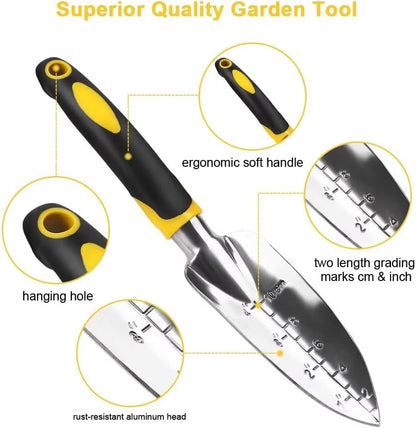 Transplant Trowel with Measurements AluminumAlloy Planting Tools with Rubber Handle Small Gardening Hand Tools Shovels for Planting Digging Transplanting Gardening Cultivating Transplanting Supplies