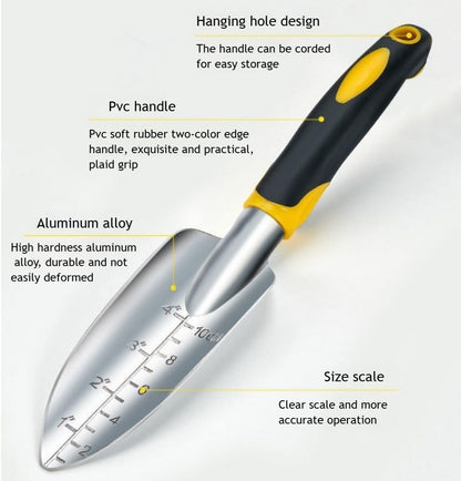 Transplant Trowel with Measurements AluminumAlloy Planting Tools with Rubber Handle Small Gardening Hand Tools Shovels for Planting Digging Transplanting Gardening Cultivating Transplanting Supplies