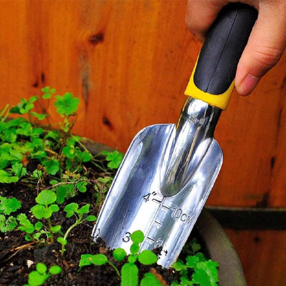 Transplant Trowel with Measurements AluminumAlloy Planting Tools with Rubber Handle Small Gardening Hand Tools Shovels for Planting Digging Transplanting Gardening Cultivating Transplanting Supplies