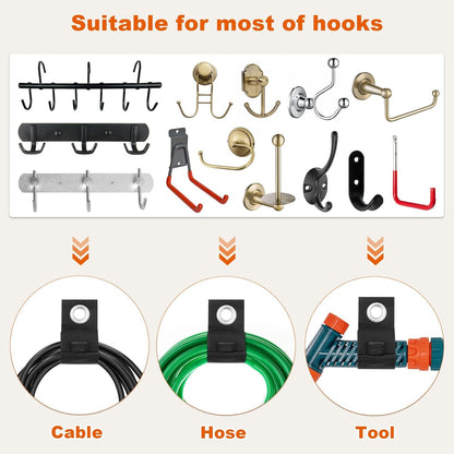 Heavy-Duty Storage Straps，Extension Cord Holder Organizer Variety Pack Holds 55lbs，Fit Easily on Hooks or Nails ， Perfect for Garage Organization 3-pk 10",14" and 18", Black (9, BLACK)