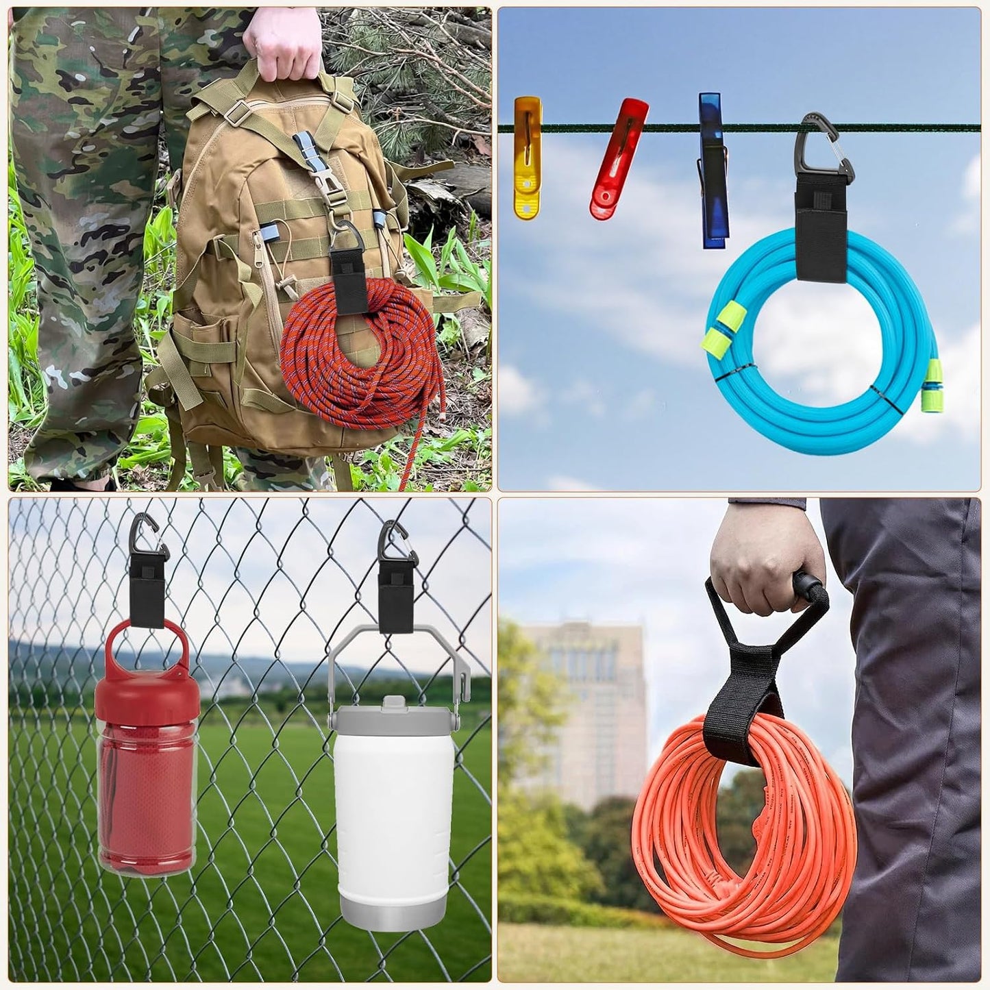 Heavy-Duty Storage Straps，Extension Cord Holder Organizer Variety Pack Holds 55lbs，Fit Easily on Hooks or Nails ， Perfect for Garage Organization 3-pk 10",14" and 18", Black (9, BLACK)