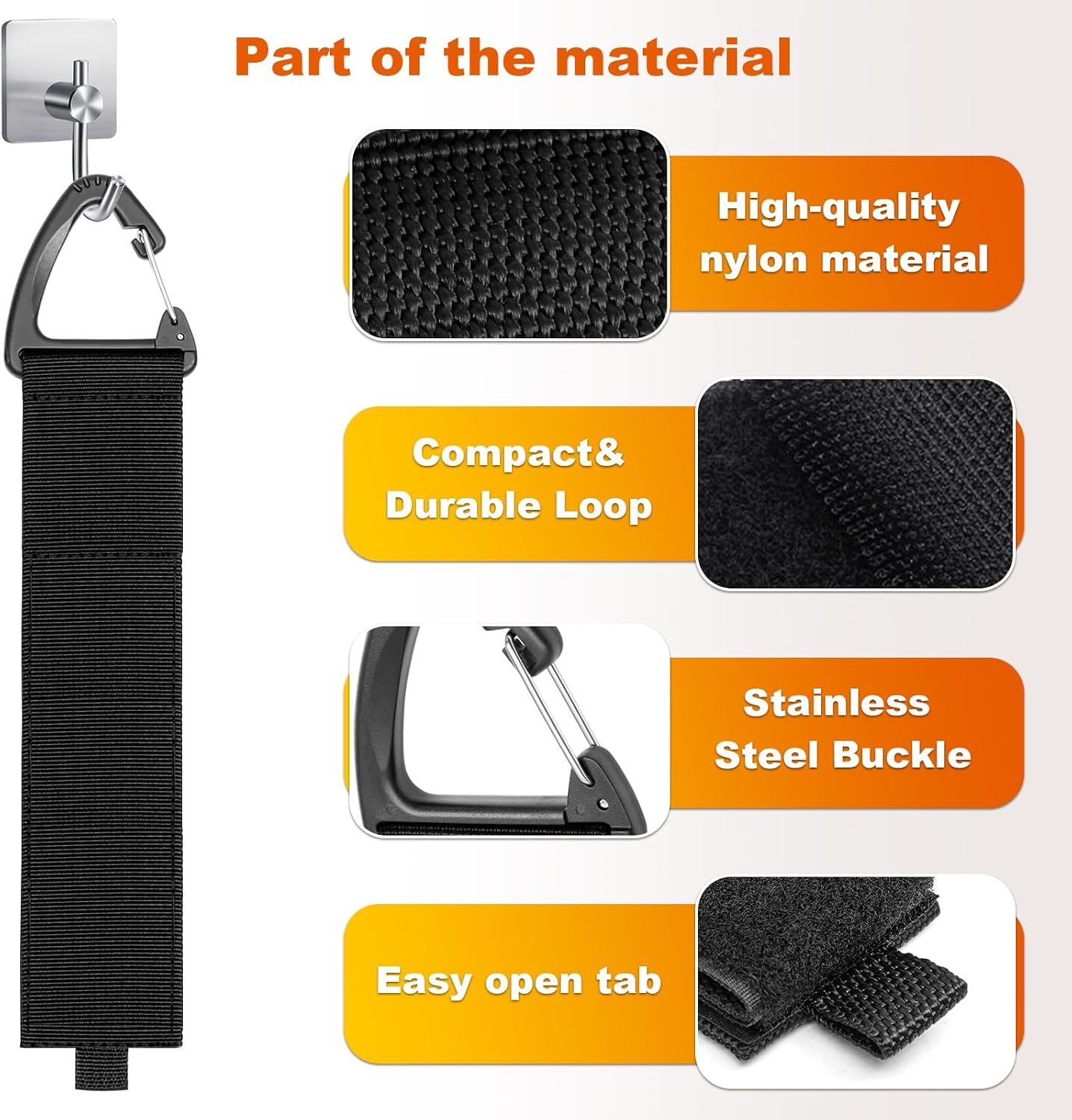 Heavy-Duty Storage Straps，Extension Cord Holder Organizer Variety Pack Holds 55lbs，Fit Easily on Hooks or Nails ， Perfect for Garage Organization 3-pk 10",14" and 18", Black (9, BLACK)