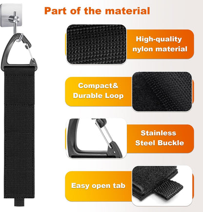Heavy-Duty Storage Straps，Extension Cord Holder Organizer Variety Pack Holds 55lbs，Fit Easily on Hooks or Nails ， Perfect for Garage Organization 3-pk 10",14" and 18", Black (9, BLACK)