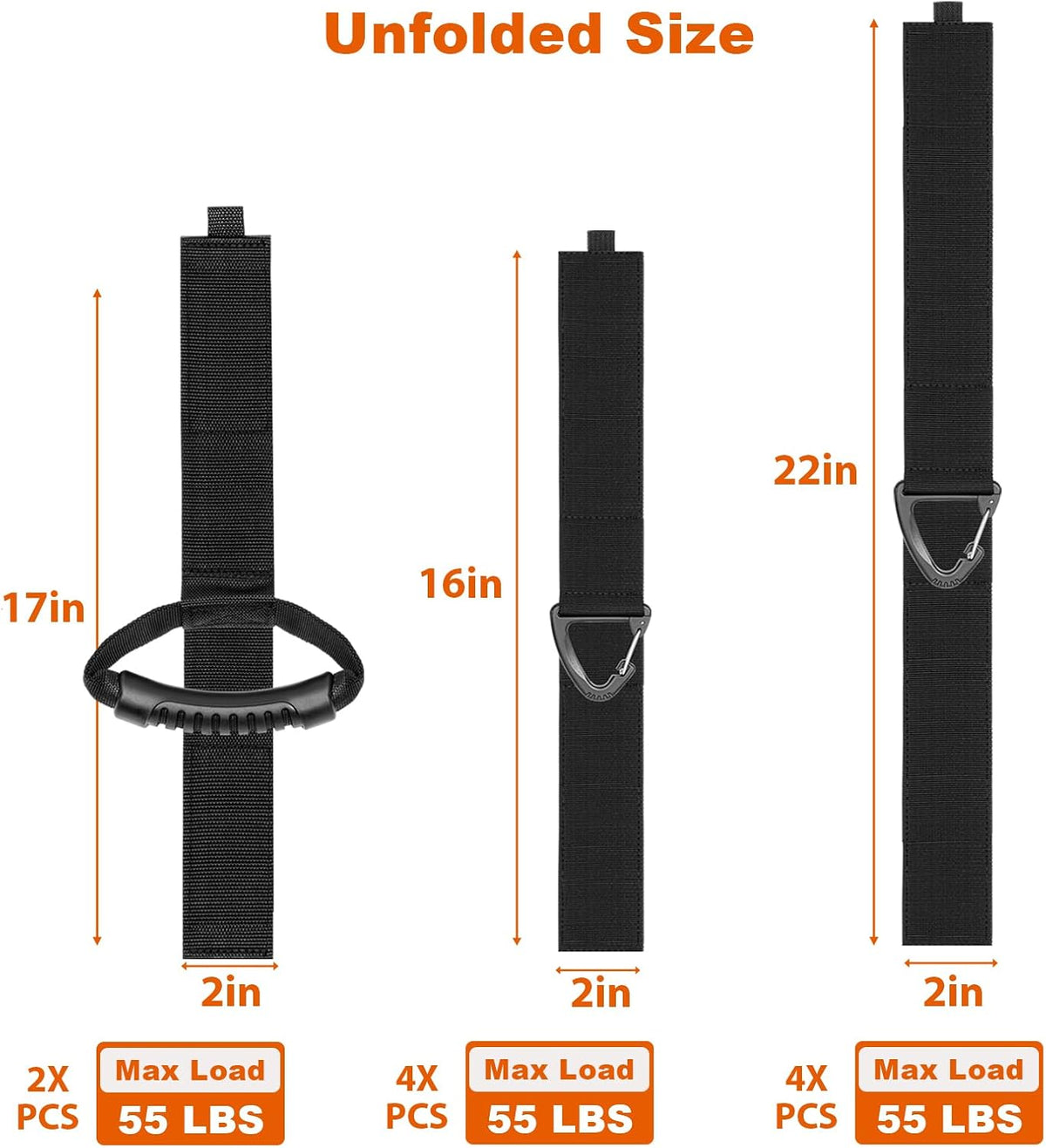 Heavy-Duty Storage Straps，Extension Cord Holder Organizer Variety Pack Holds 55lbs，Fit Easily on Hooks or Nails ， Perfect for Garage Organization 3-pk 10",14" and 18", Black (9, BLACK)