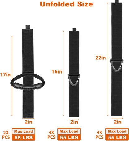 Heavy-Duty Storage Straps，Extension Cord Holder Organizer Variety Pack Holds 55lbs，Fit Easily on Hooks or Nails ， Perfect for Garage Organization 3-pk 10",14" and 18", Black (9, BLACK)
