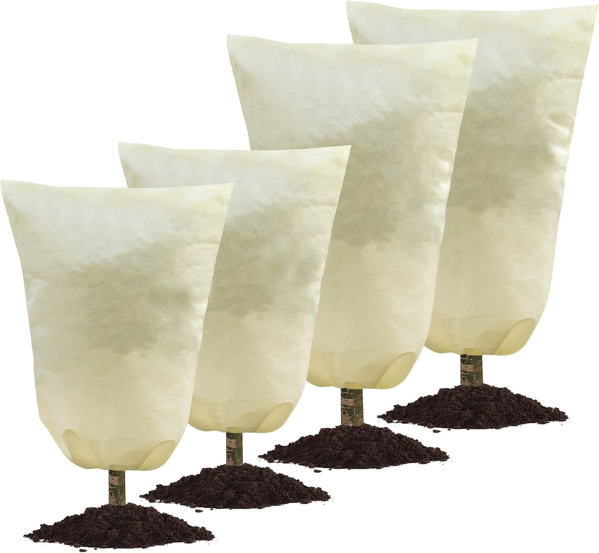 4 Packs 2 Size Plant Covers Freeze Protection, Winter Plant Cover Cold Weather Tree Frost Cloth Warm Blankets Shrub Covers for Outdoor Plant (32''×39''+47''×71'')