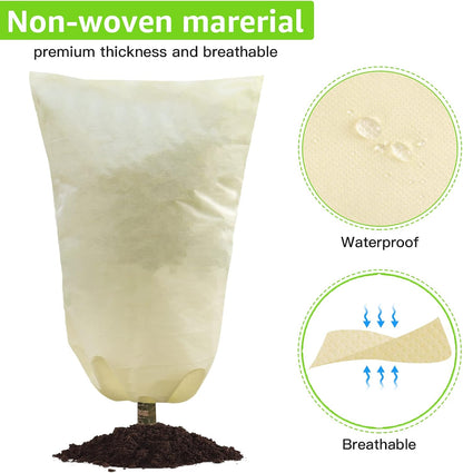 4 Packs 2 Size Plant Covers Freeze Protection, Winter Plant Cover Cold Weather Tree Frost Cloth Warm Blankets Shrub Covers for Outdoor Plant (32''×39''+47''×71'')
