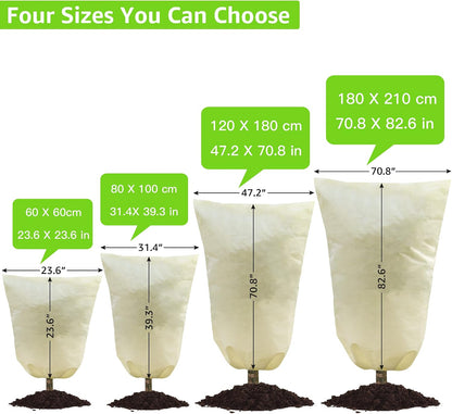 4 Packs 2 Size Plant Covers Freeze Protection, Winter Plant Cover Cold Weather Tree Frost Cloth Warm Blankets Shrub Covers for Outdoor Plant (32''×39''+47''×71'')