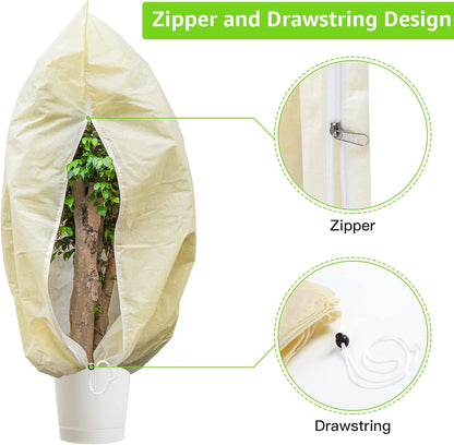 4 Packs 2 Size Plant Covers Freeze Protection, Winter Plant Cover Cold Weather Tree Frost Cloth Warm Blankets Shrub Covers for Outdoor Plant (32''×39''+47''×71'')