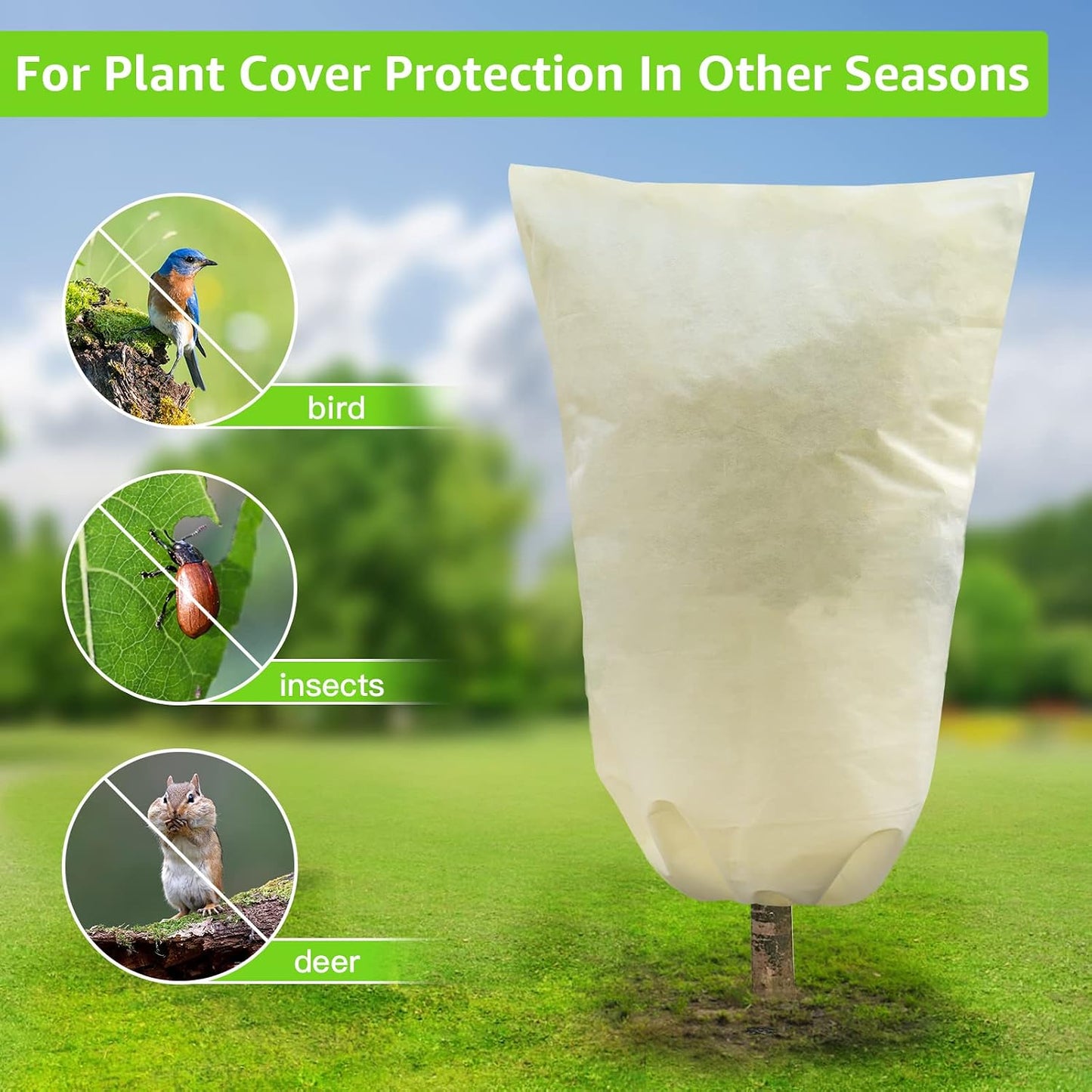 4 Packs 2 Size Plant Covers Freeze Protection, Winter Plant Cover Cold Weather Tree Frost Cloth Warm Blankets Shrub Covers for Outdoor Plant (32''×39''+47''×71'')