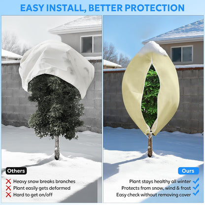 4 Packs 2 Size Plant Covers Freeze Protection, Winter Plant Cover Cold Weather Tree Frost Cloth Warm Blankets Shrub Covers for Outdoor Plant (32''×39''+47''×71'')