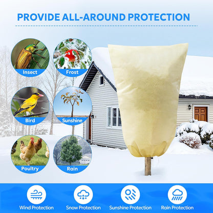 4 Packs 2 Size Plant Covers Freeze Protection, Winter Plant Cover Cold Weather Tree Frost Cloth Warm Blankets Shrub Covers for Outdoor Plant (32''×39''+47''×71'')